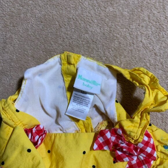 Vtg Nannette Baby Sz 18 Months Yellow Sundress Multiple Color Floral Flowers (D) - Picture 7 of 9